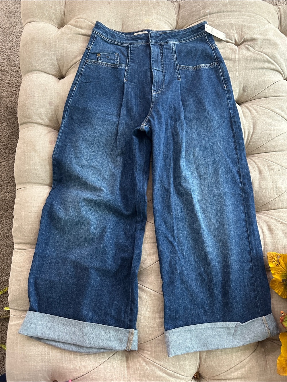 Pilcro Wide-Leg High-Rise Dark Blue Jeans - Picture 5 of 16